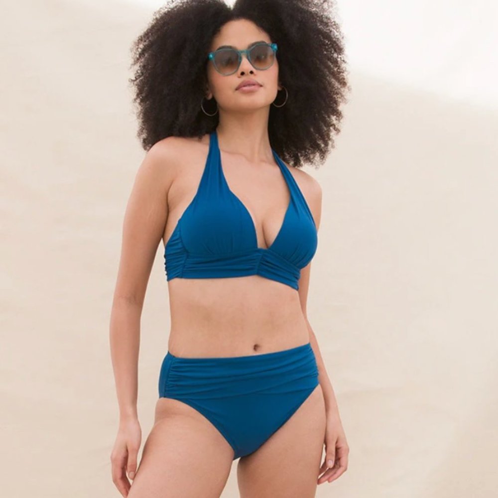 NWT Soma Ocean Navy Bikini Swim Top and High Waisted Bikini Swim Bottom L $126